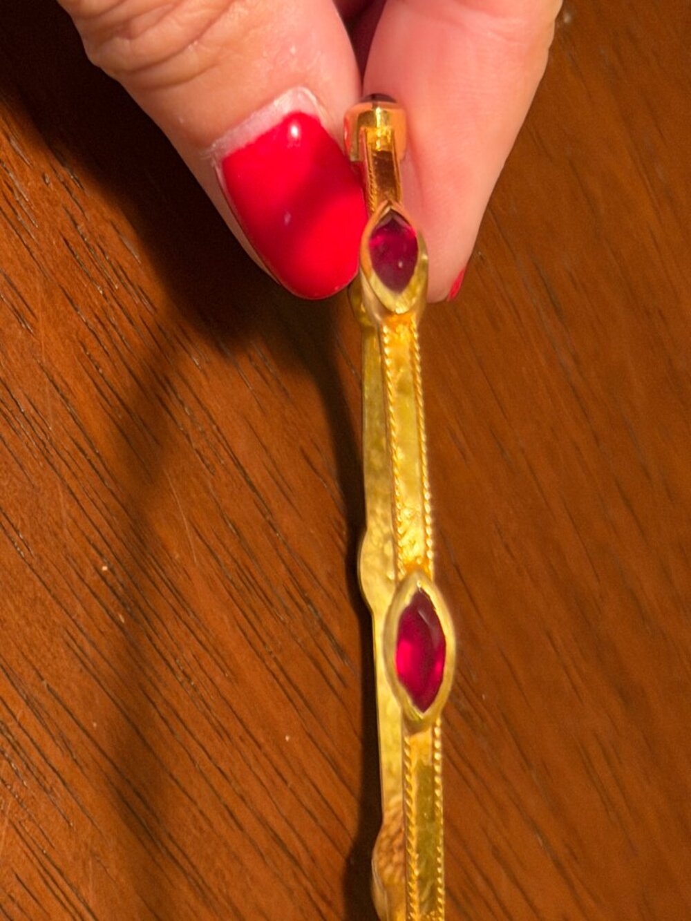 Julie Vos Monaco Ruby Red Marquise Bangle Bracelet NWOT